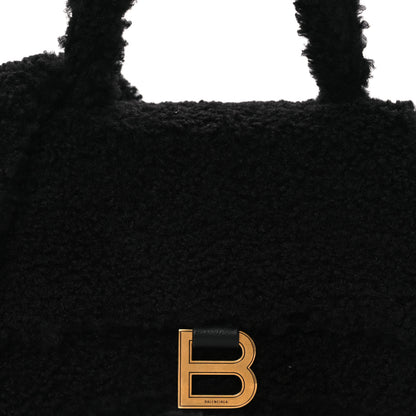 Balenciaga Curly Faux Shearling Small Hourglass Top Handle Bag  Black 9 of 12