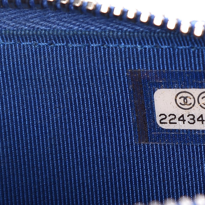 Chanel Caviar Chevron Quilted Zip Around Coin Purse Blue 7 of 7