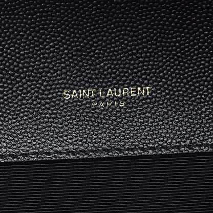 Saint Laurent Grain De Poudre Textured Mixed Matelasse Large Triquilt Monogram Satchel Black 8 of 10