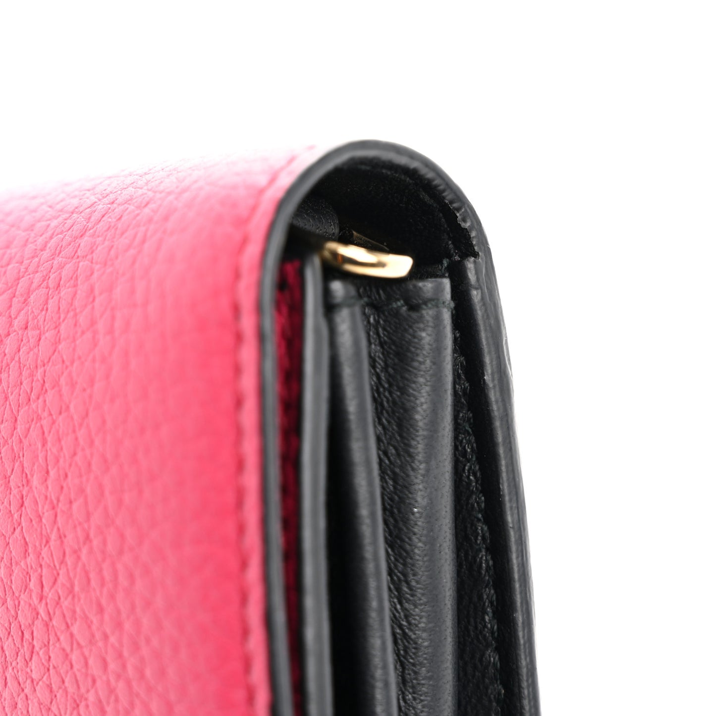 Pebbled Calfskin Skull Wallet on Chain Pink
