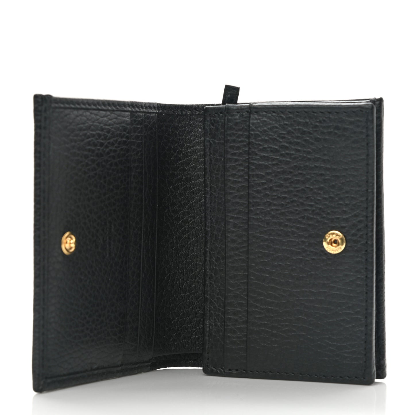 Pebbled Calfskin GG Marmont Card Case Black