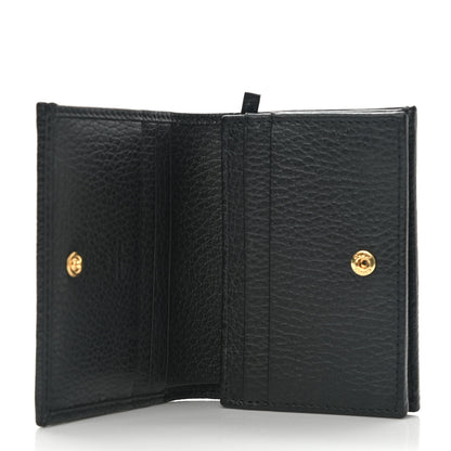 Gucci Pebbled Calfskin GG Marmont Card Case Black 5 of 9