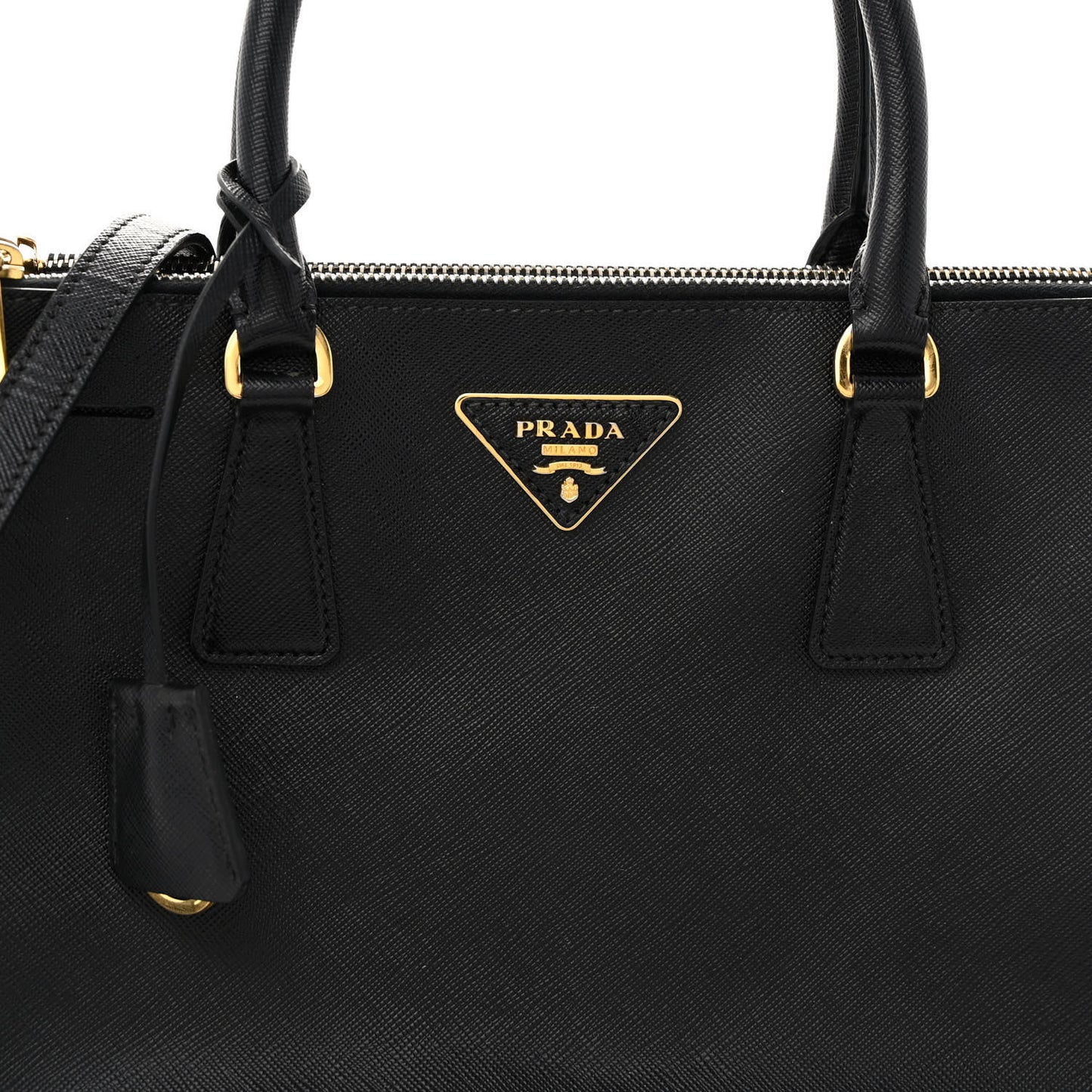 Saffiano Medium Galleria Double Zip Tote Black