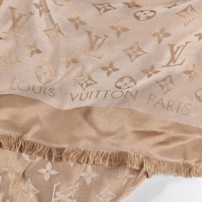 Louis Vuitton Silk Wool Monogram Denim Shawl Rose 2 of 5