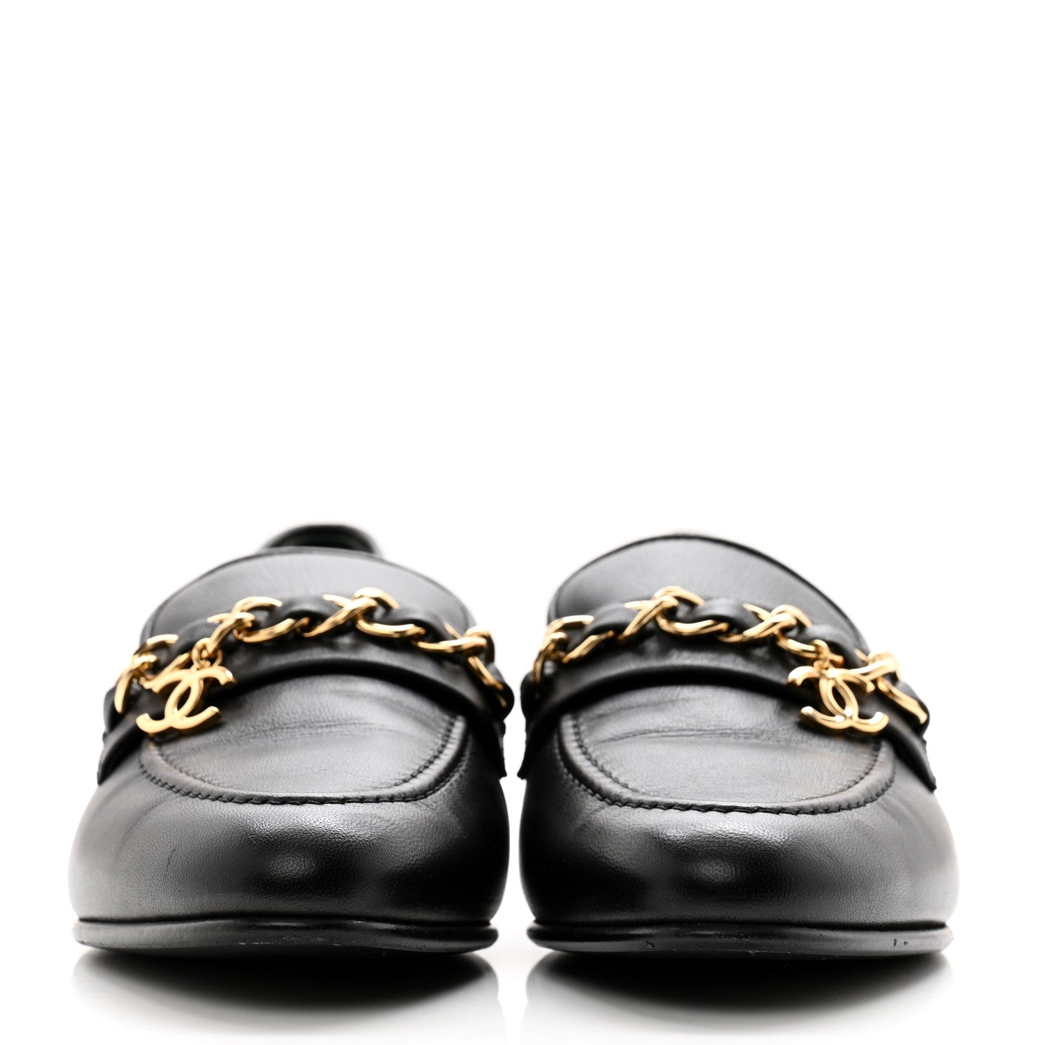 Chanel Lambskin CC Chain Mocassin Loafers 37 Black 2 of 10