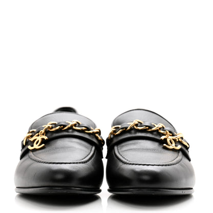 Chanel Lambskin CC Chain Mocassin Loafers 37 Black 2 of 10