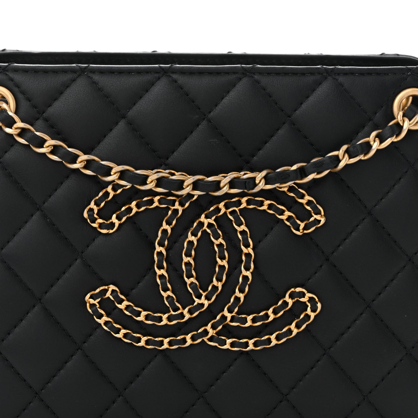 Calfskin Quilted CC Small Once Upon A Time Tote Black