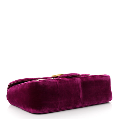 Gucci Velvet Matelasse Embroidered Small GG Marmont Shoulder Bag Fuchsia Violet Cyclamen 4 of 10