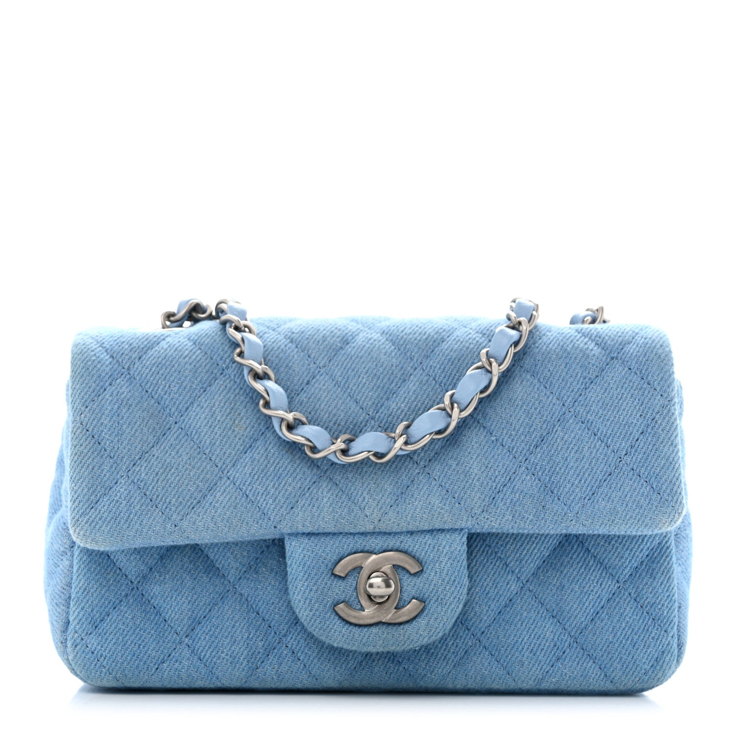 Chanel Denim Quilted Mini Rectangular Flap Blue 1 of 11