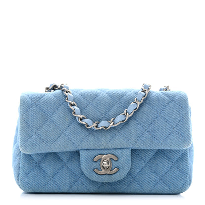 Chanel Denim Quilted Mini Rectangular Flap Blue 1 of 11