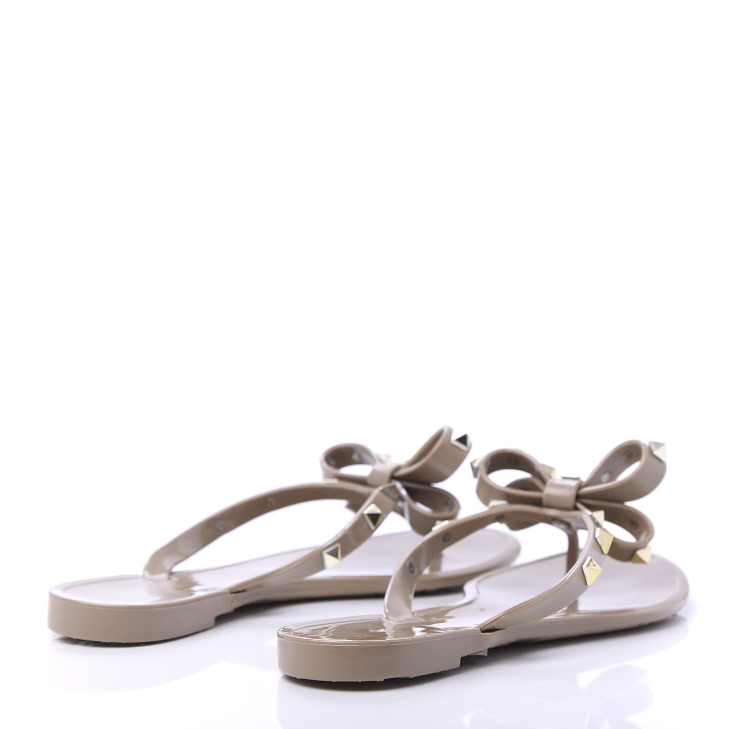 PVC Jelly Rockstud Bow Thong Sandals 36 Poudre