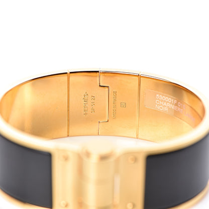 Hermes Enamel Charniere Uni Wide Hinged Bracelet M Black 4 of 6