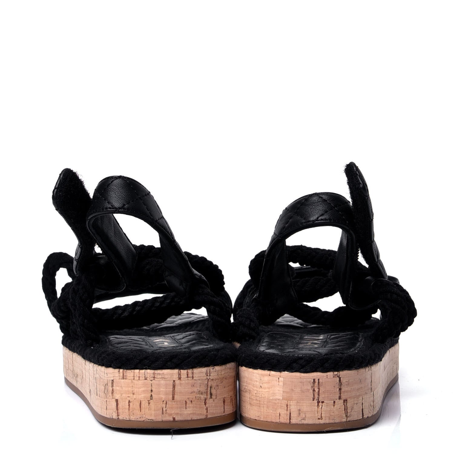 Chanel Cord Lambskin Quilted Logo Sandals 39 Black 4 of 7