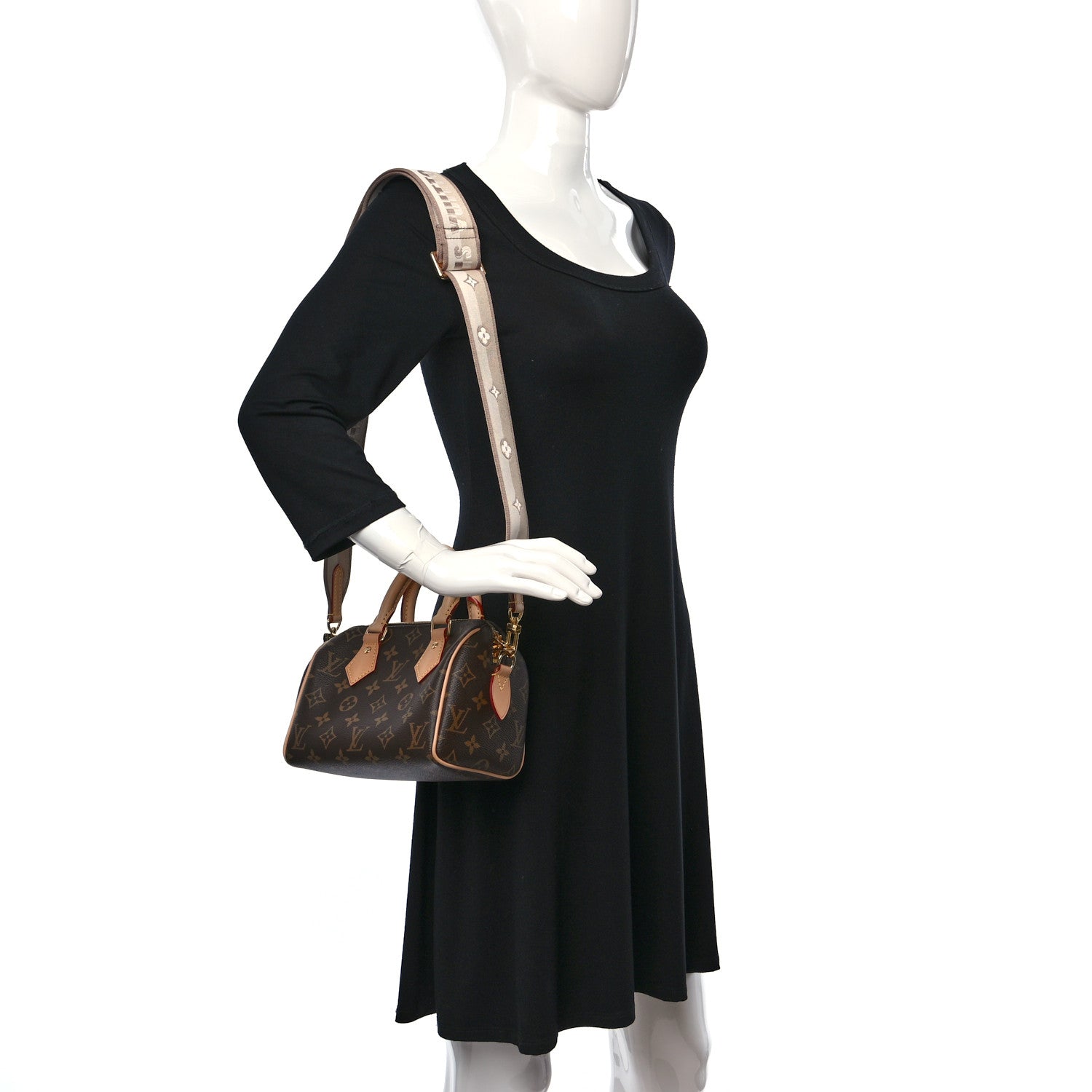 Louis Vuitton Monogram Speedy Bandouliere 20 Beige 2 of 10
