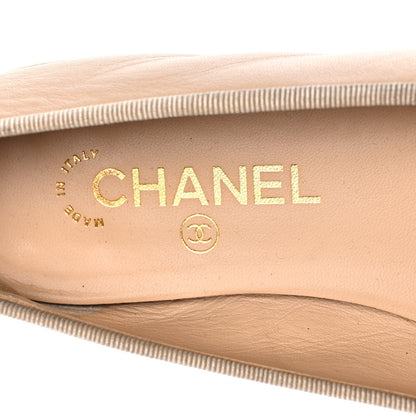Chanel Lambskin Cap Toe Ballerina Flats 38 Beige Black 7 of 15