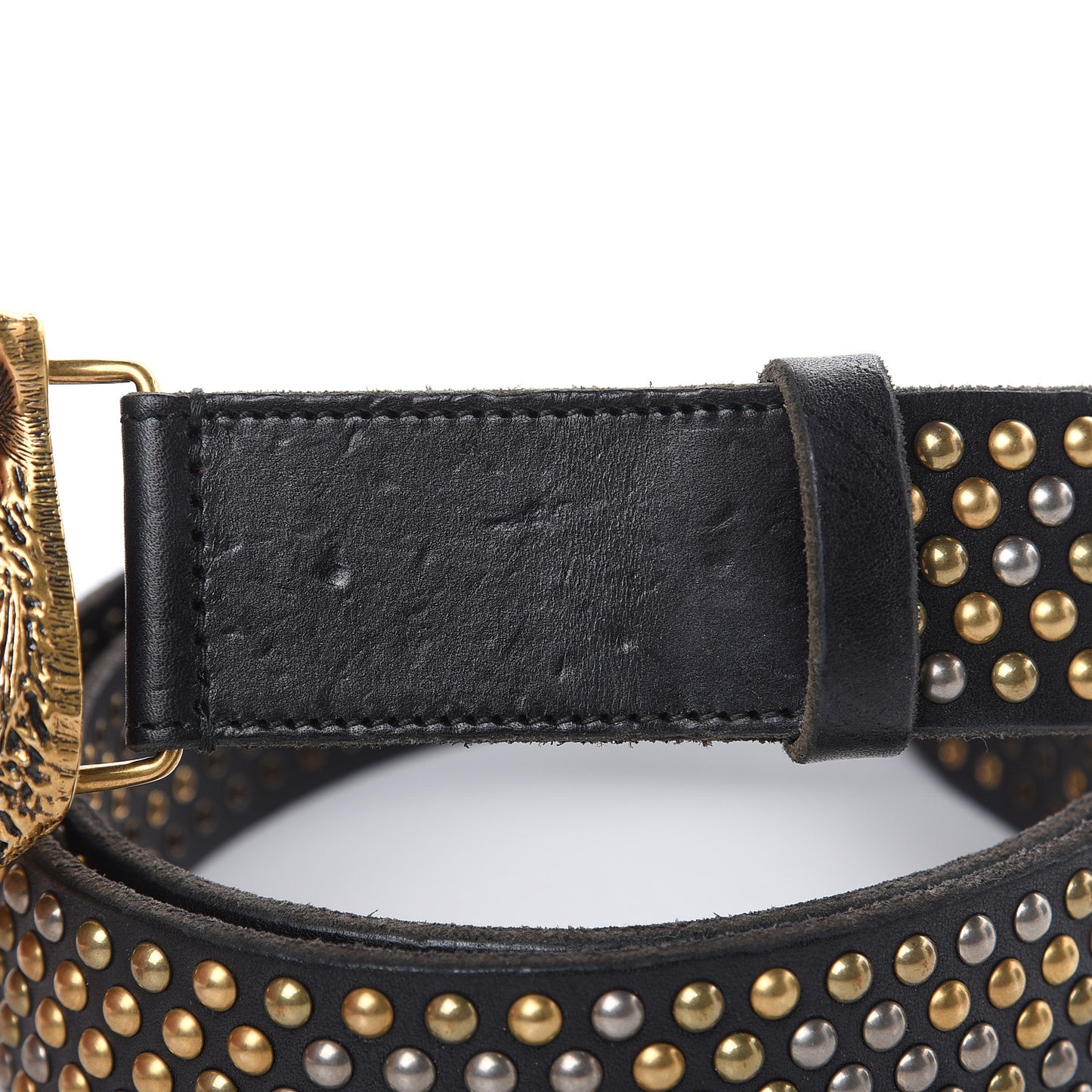 Calfskin Studded Feline Belt Black 105 42