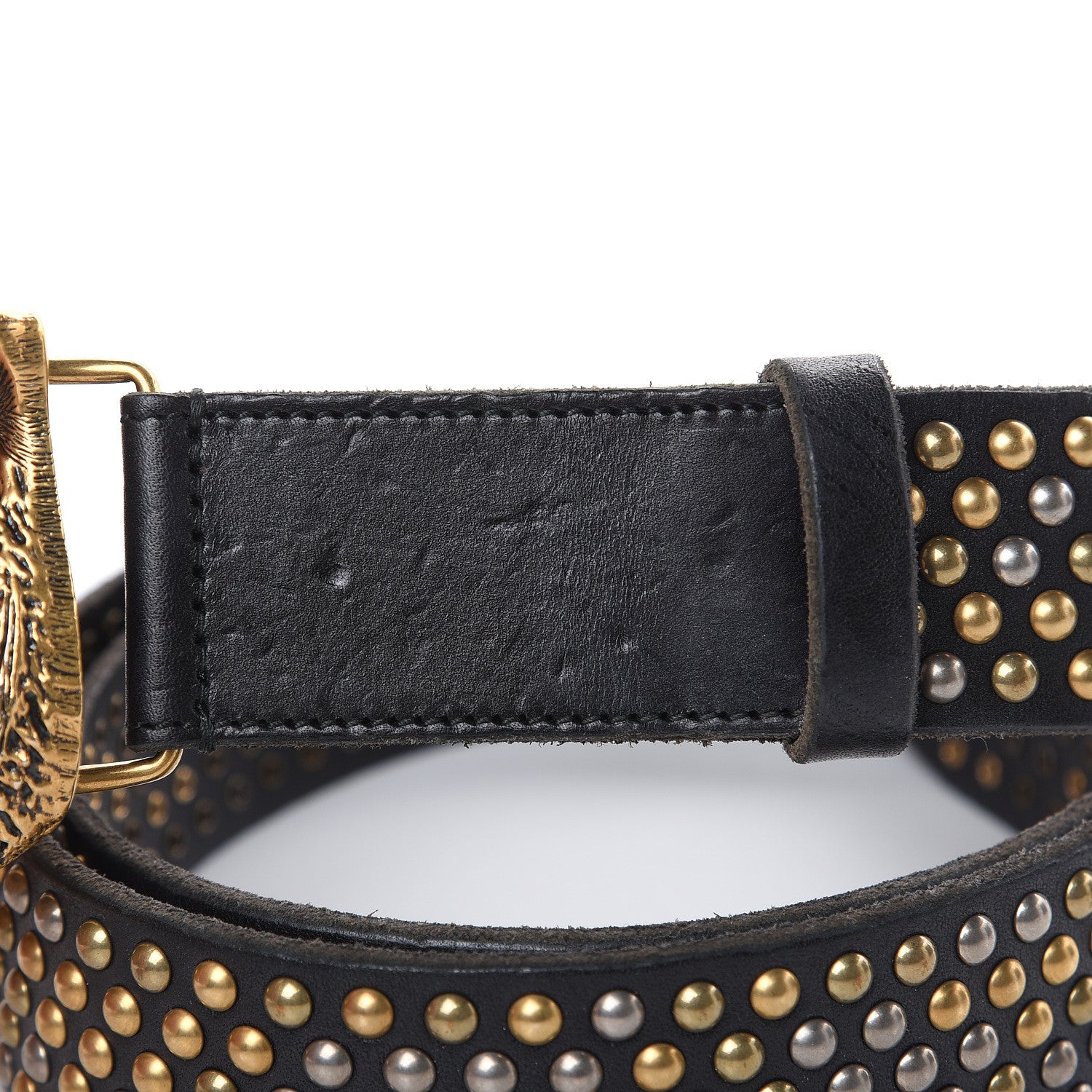 Gucci Calfskin Studded Feline Belt Black 105 42 4 of 6