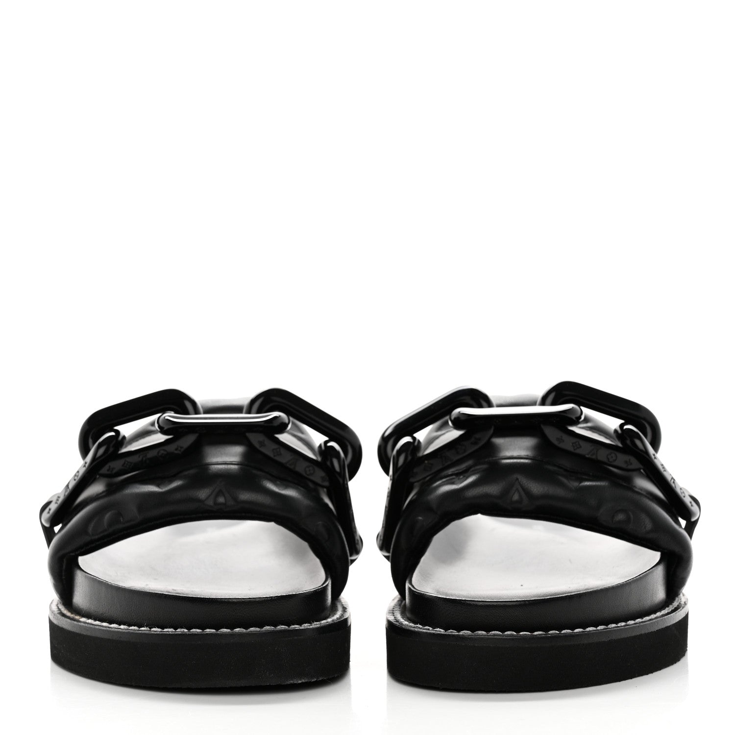 Louis Vuitton Calfskin Embossed Monogram Sunset Flat Comfort Mule 36 Black 2 of 10