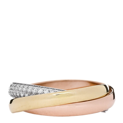 Cartier 18K White Yellow Pink Gold Diamond Small Trinity Paved Ring 51 5.75 3 of 5