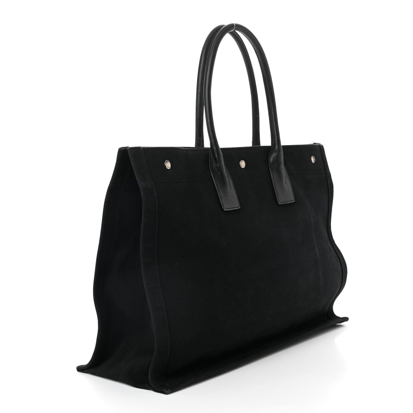 Linen Calfskin Rive Gauche Tote Black