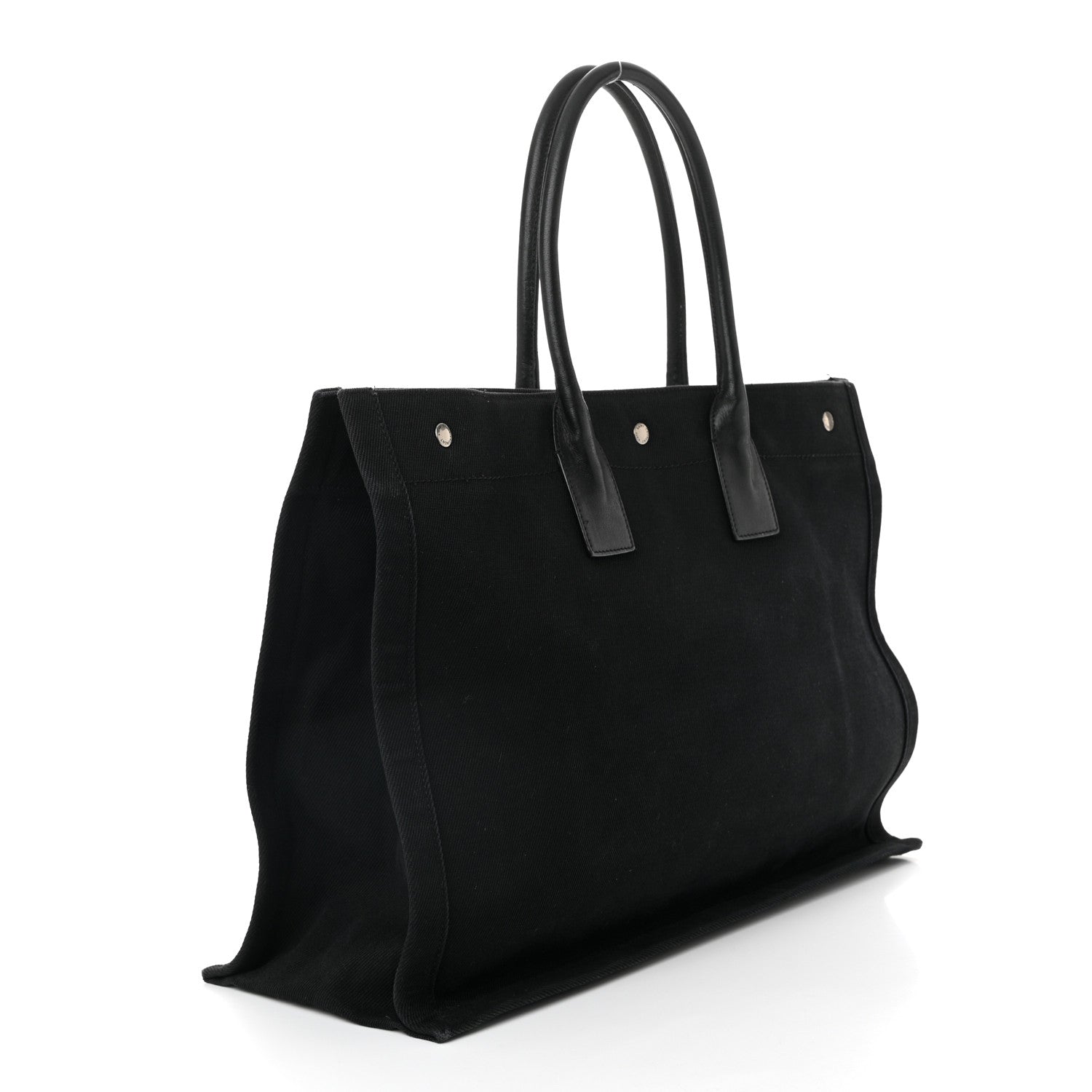 Saint Laurent Linen Calfskin Rive Gauche Tote Black 2 of 10