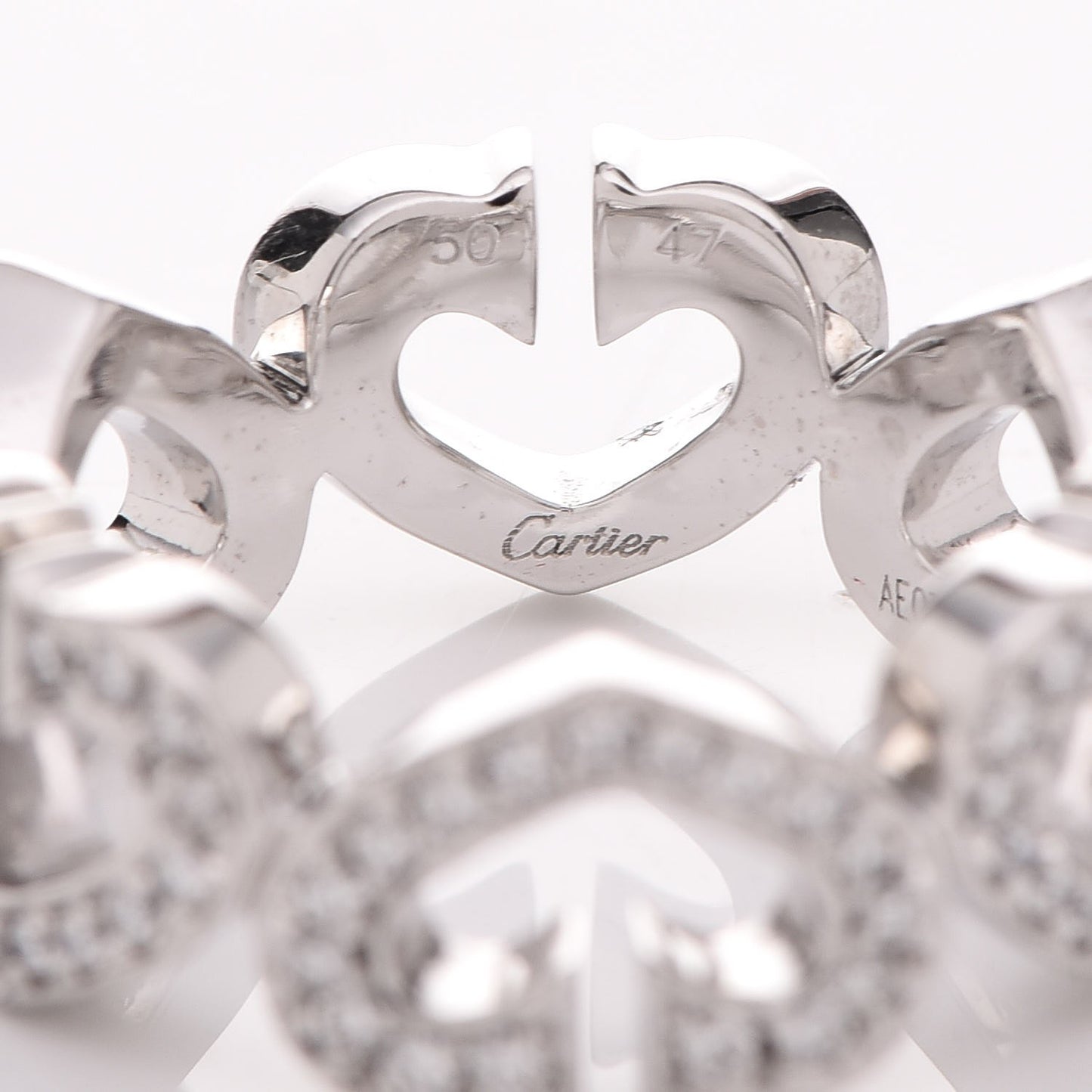 18K White Gold Diamond Hearts and Symbols Paved Ring 47 4