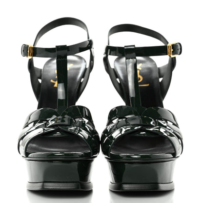Saint Laurent Patent Tribute 105 Platform Sandals 36.5 Green 2 of 8