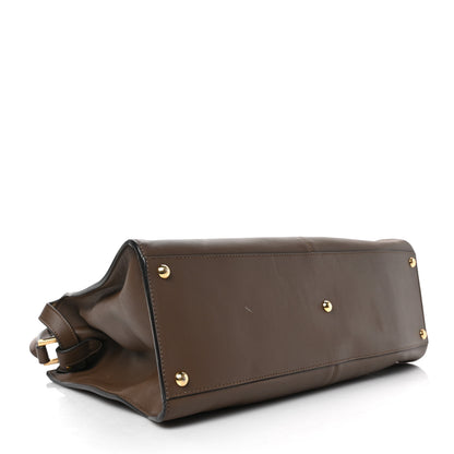 Fendi Vitello Seta Glazed Fabric FF 1974 Large Peekaboo X-Lite Maya Mogano Panna 4 of 9