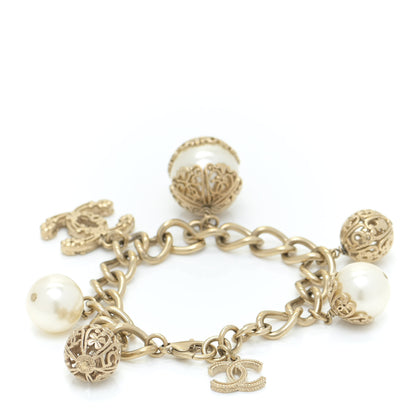 Chanel Pearl Crystal CC Bracelet Gold 3 of 5