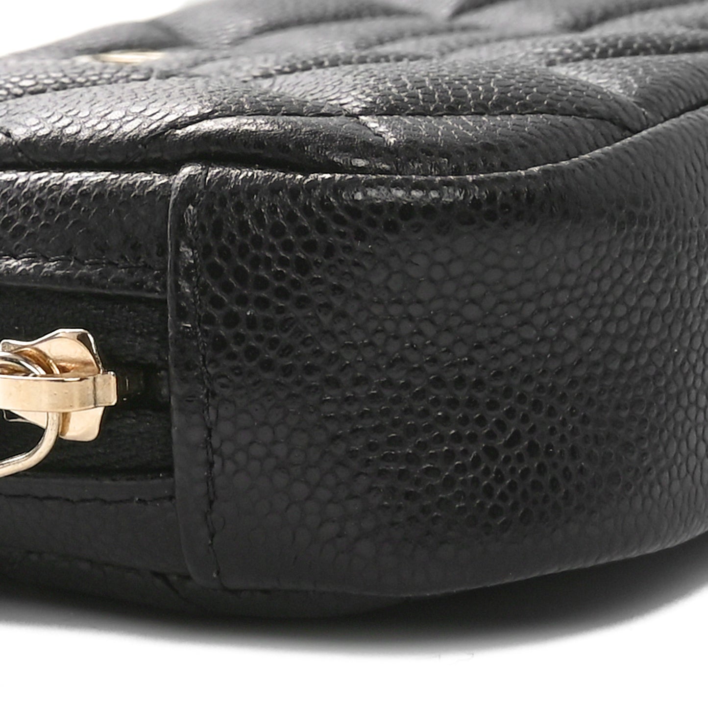 Caviar Quilted Small Curvy Pouch Cosmetic Case Black