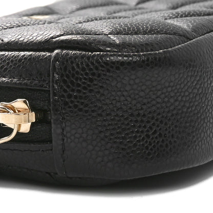 Chanel Caviar Quilted Small Curvy Pouch Cosmetic Case Black 9 of 10