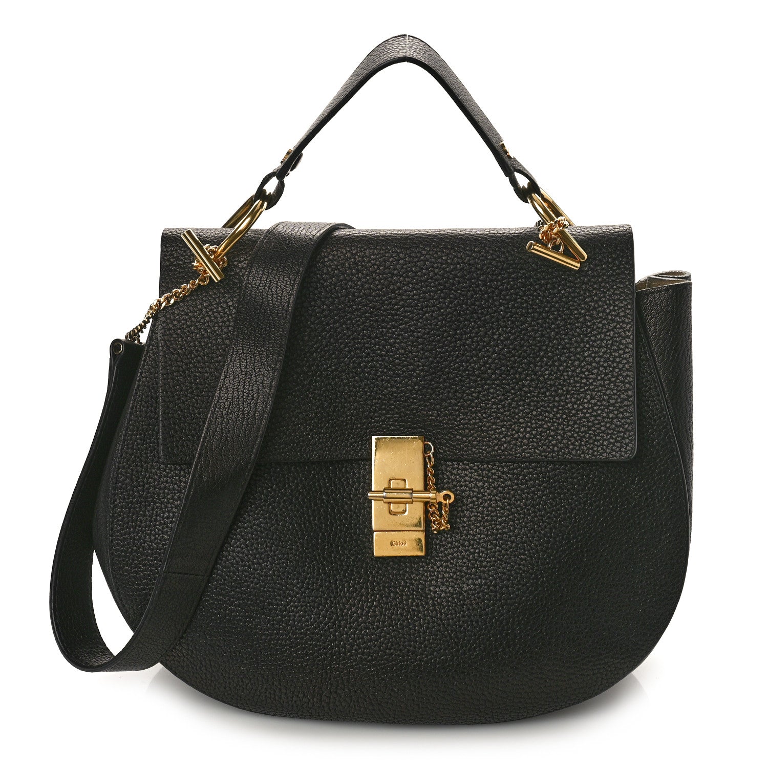 Chloe Grained Lambskin Large Drew Shoulder Bag Black 1 of 9