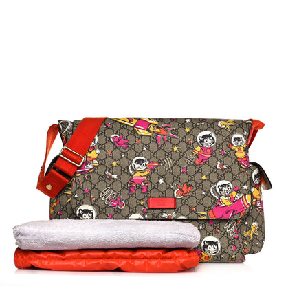Gucci GG Supreme Monogram Space Cats Diaper Bag Orange 3 of 13