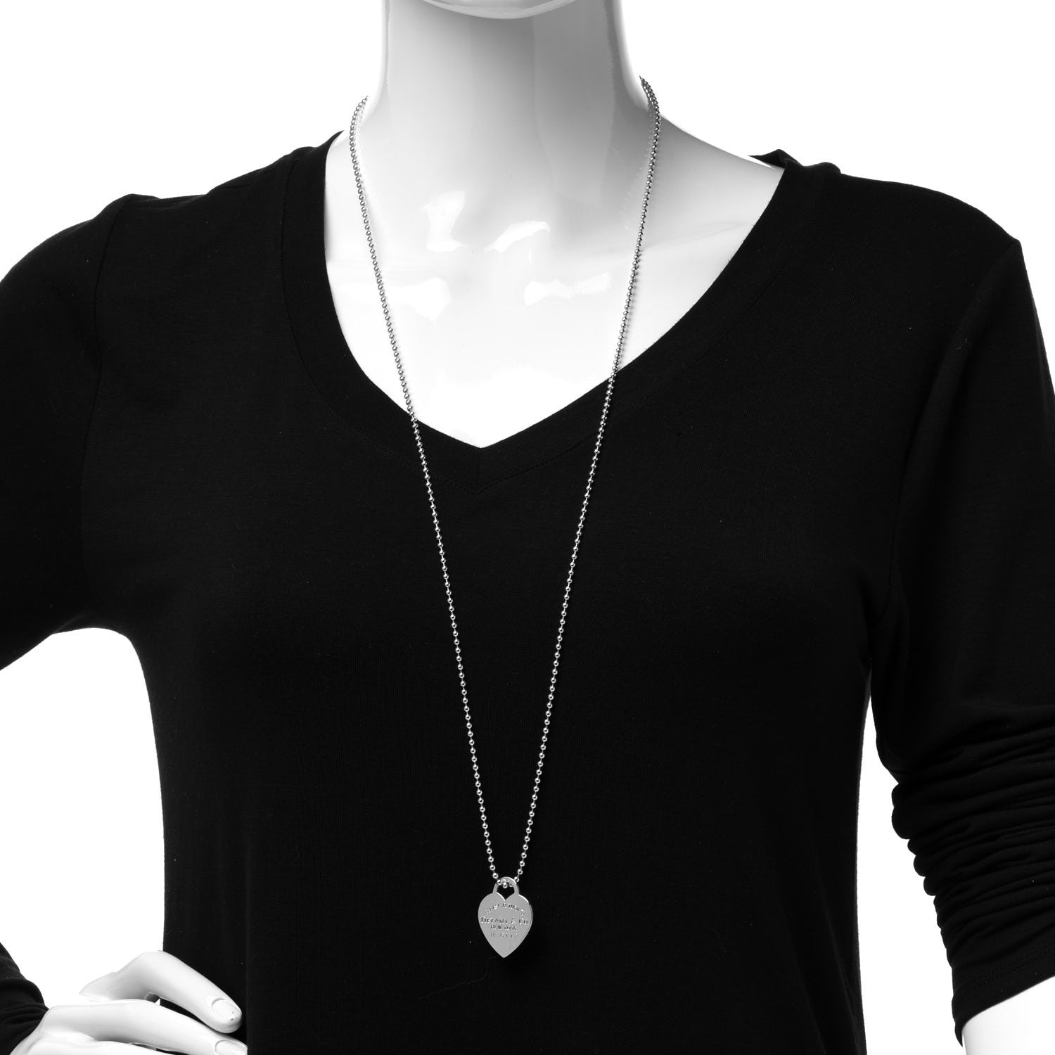 Tiffany Sterling Silver Long Return to Tiffany Heart Pendant Necklace 2 of 6
