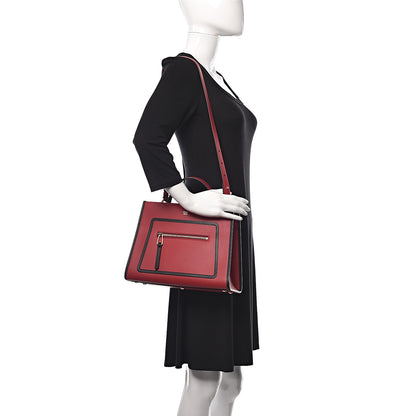 Fendi Vitello Century Opaco F is Fendi Bi-Color Small Runaway Satchel Fragola Black 2 of 11