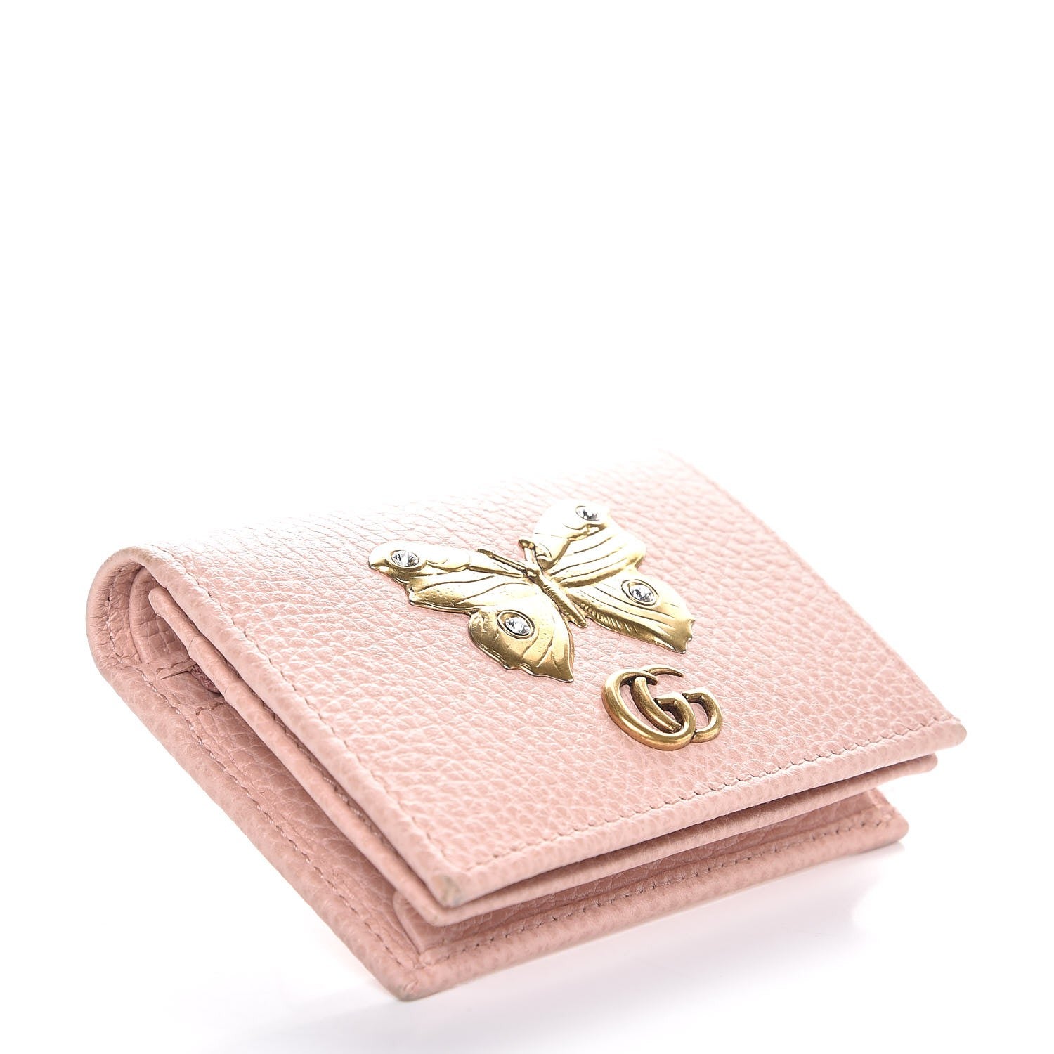 Gucci Pebbled Calfskin Butterfly Card Case Perfect Pink 4 of 6