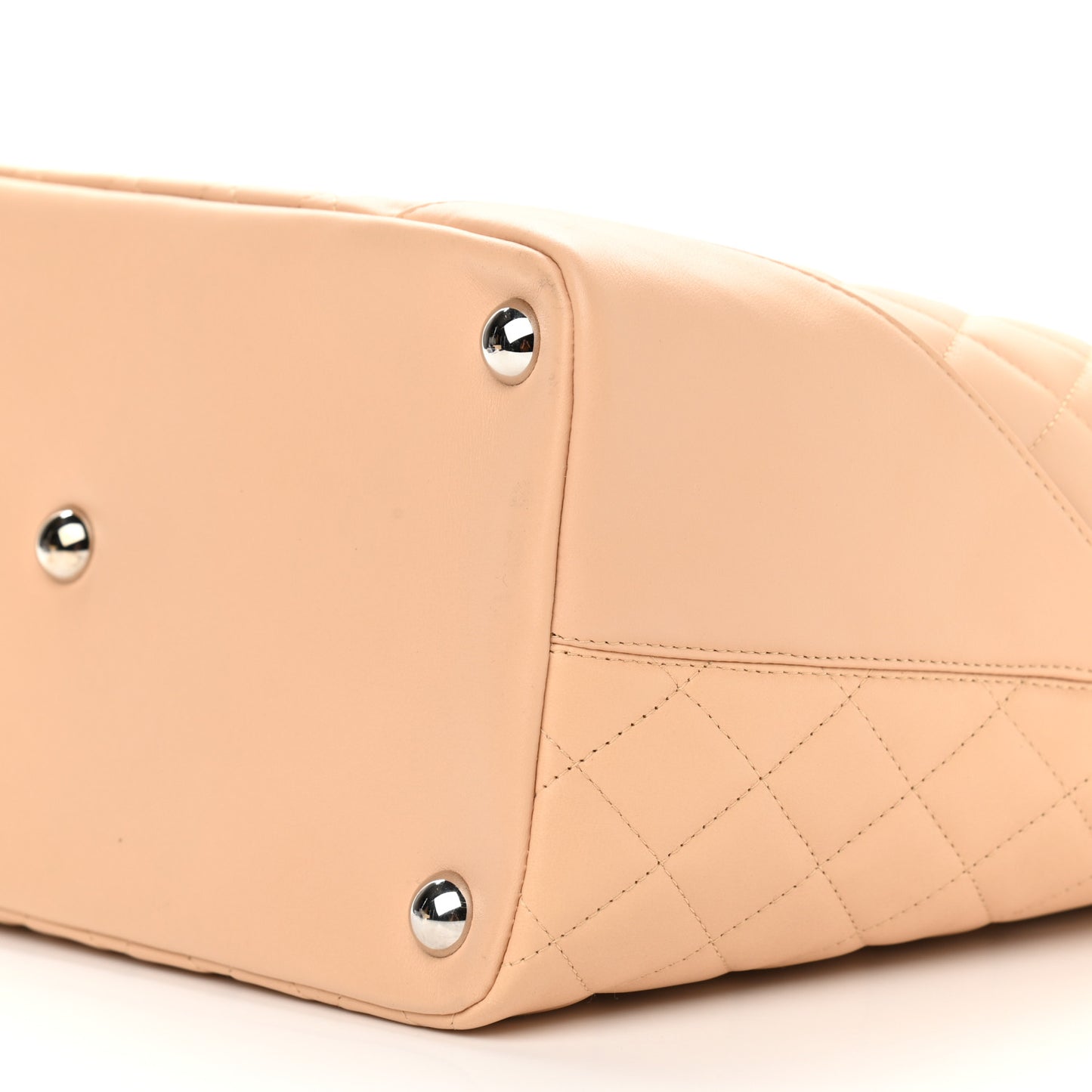 Calfskin Quilted Large Cambon Tote Beige