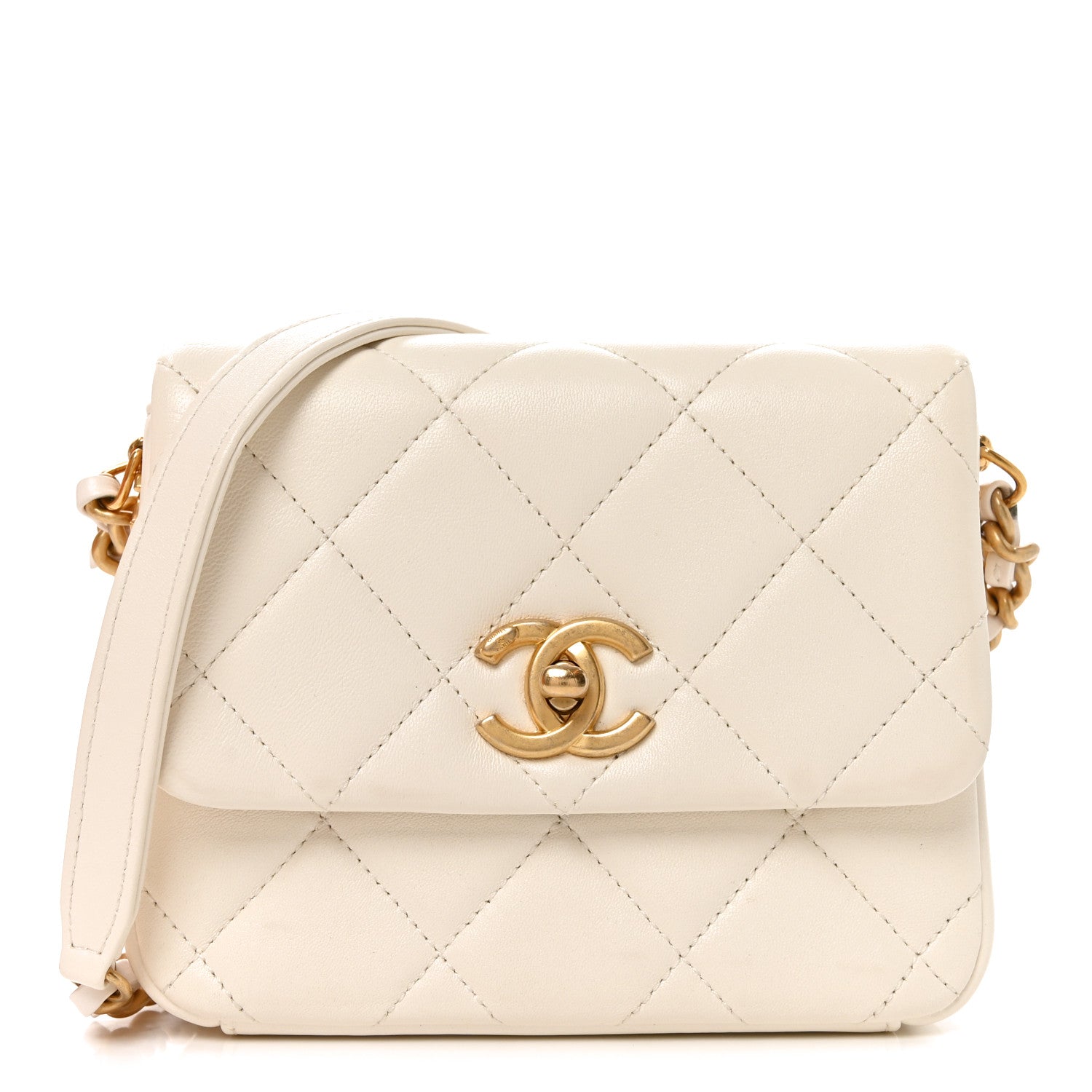 Chanel Lambskin Quilted Mini Side Note Flap White 1 of 11