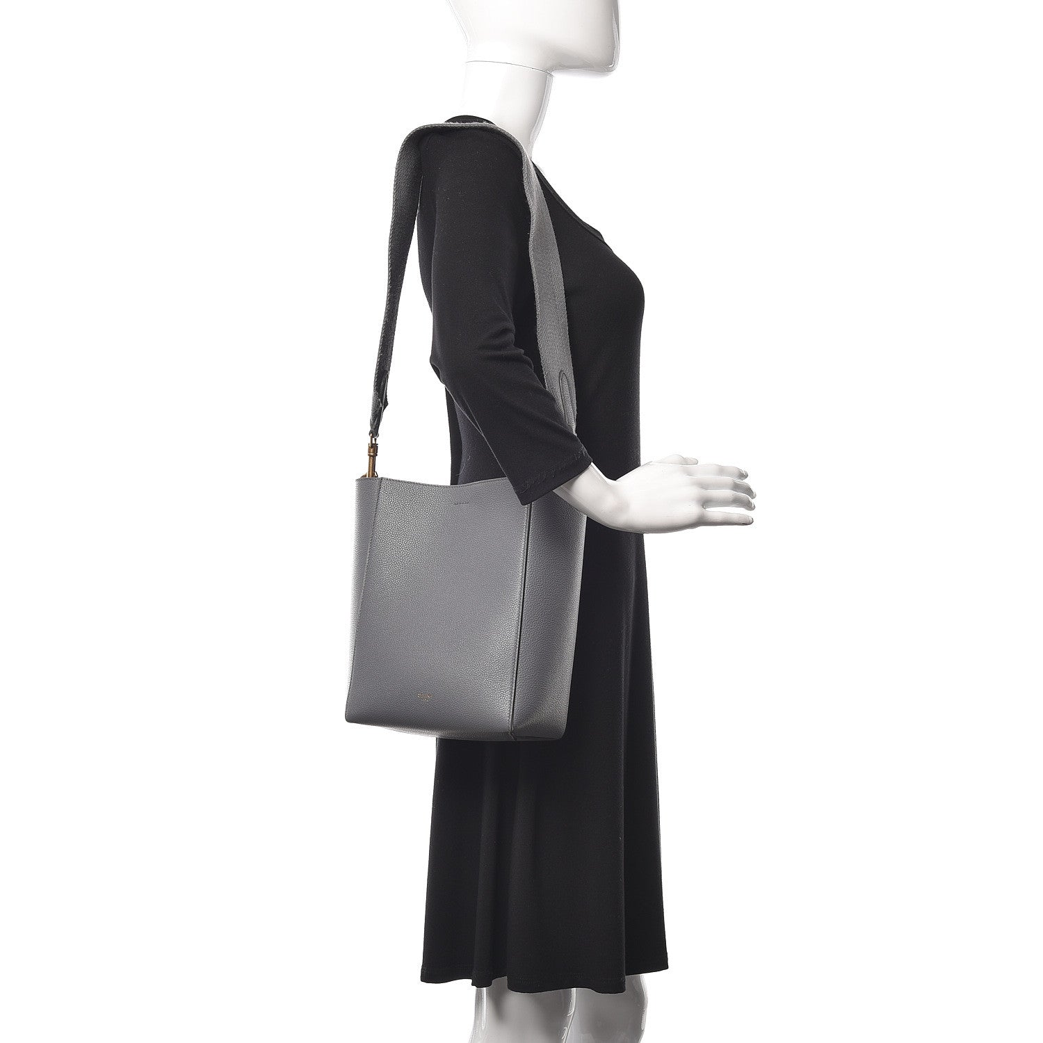 Celine Soft Grained Calfskin Small Sangle Bucket Bag Grey 2 of 9