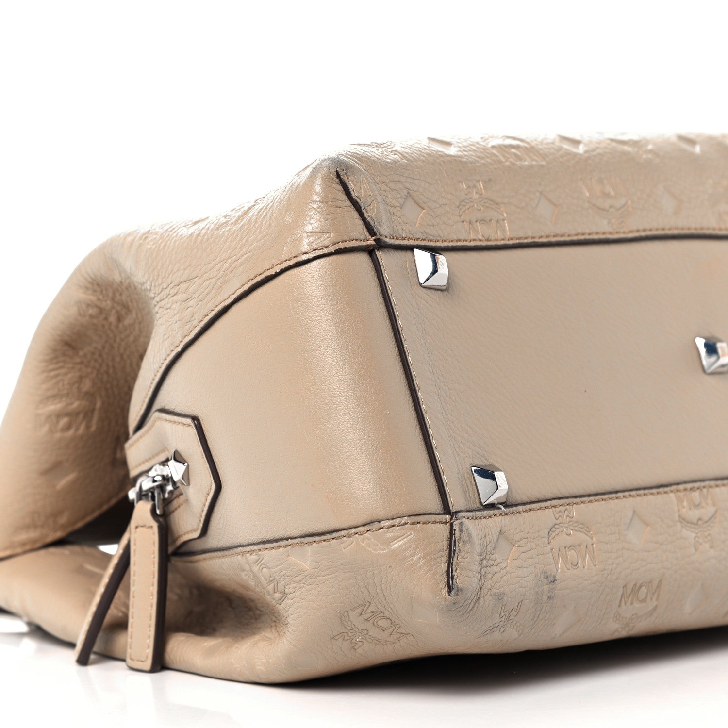 MCM Calfskin Ottomar Monogram Essential Hobo New Beige 9 of 10