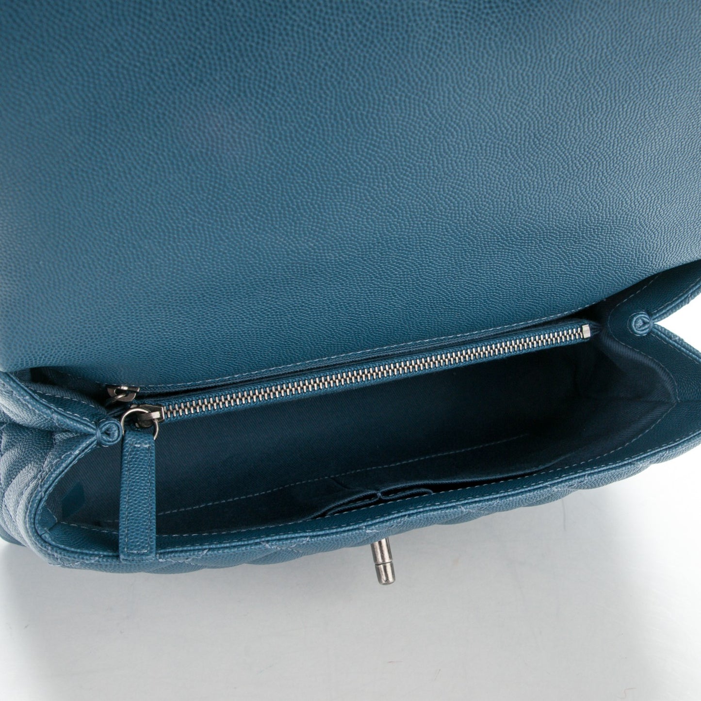 Caviar Quilted Small Coco Handle Flap Blue
