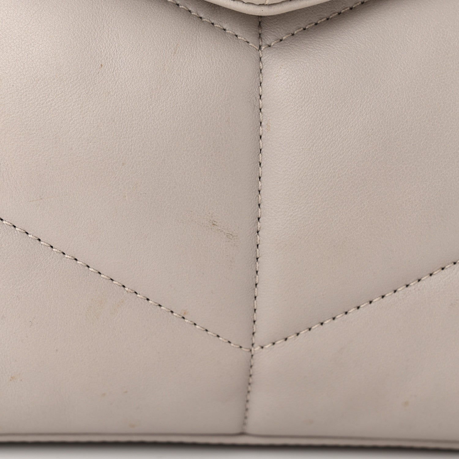 Saint Laurent Lambskin Quilted Medium Loulou Puffer Monogram Chain Satchel Blanc Vintage 14 of 15