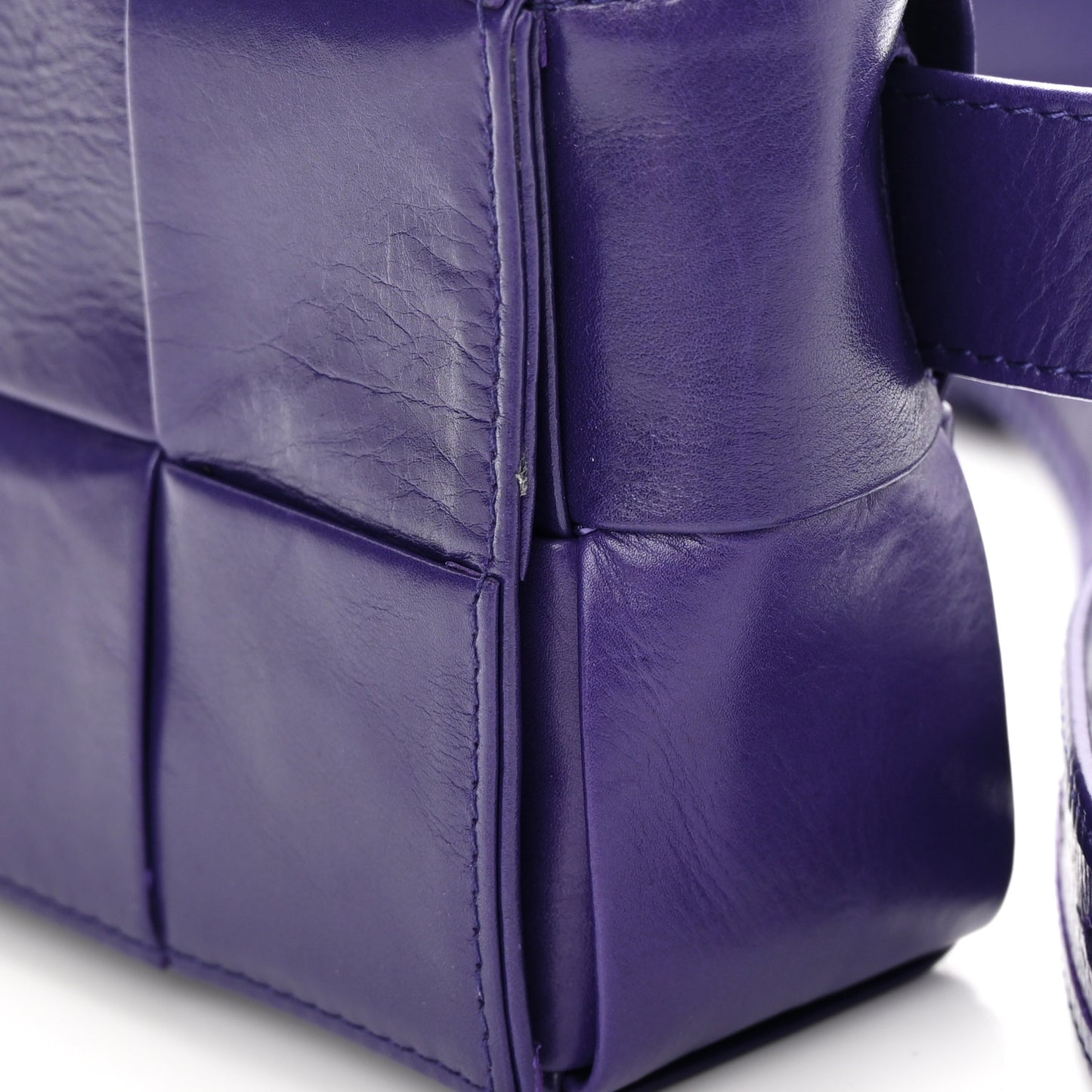 Paper Calfskin Intrecciato Cassette Belt Bag Purple