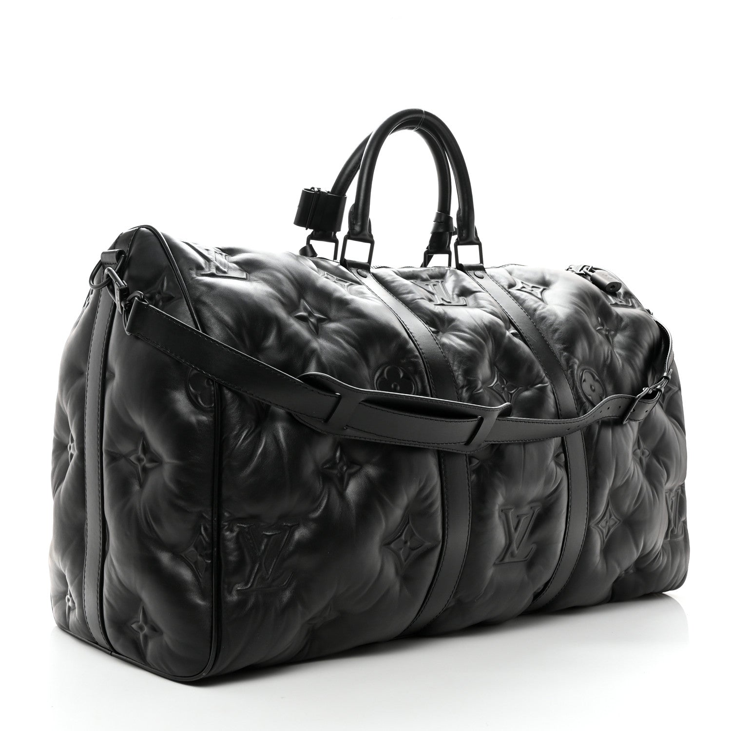 Louis Vuitton Lambskin Monogram Keepall Puffer XL Bandouliere 75 Black 2 of 11