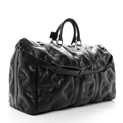 Louis Vuitton Lambskin Monogram Keepall Puffer XL Bandouliere 75 Black 2 of 11