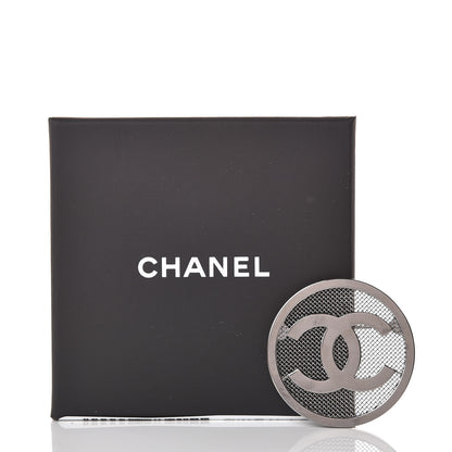 Chanel Mesh Circle CC Brooch Silver 5 of 5