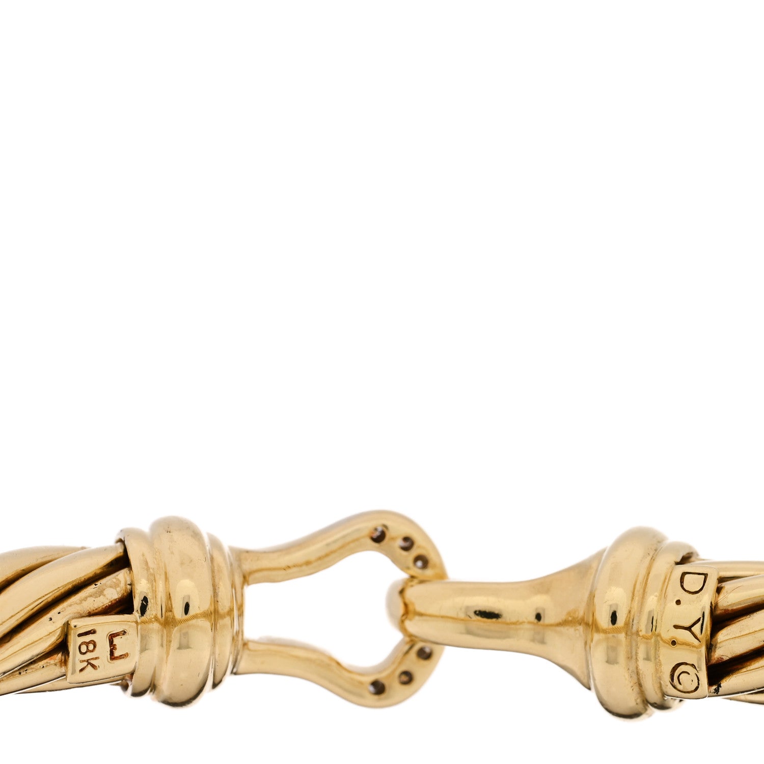 David Yurman 18K Yellow Gold Diamond 7mm Buckle Cable Bracelet 3 of 3