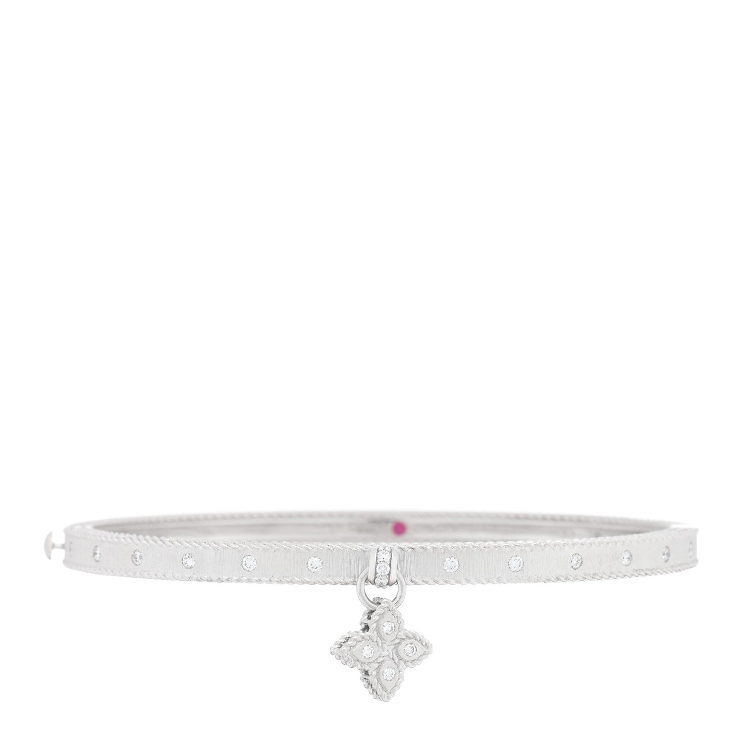 Roberto Coin 18K White Gold Diamond Princess Flower Symphony Flower Charm Bangle Bracelet 1 of 3