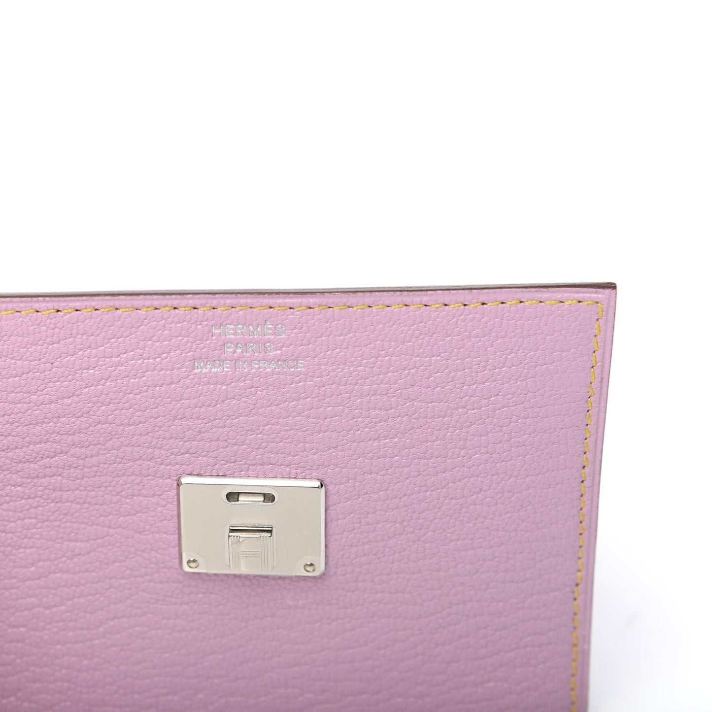 Chevre Mysore Mini Clic Card Holder Mauve Sylvestre Jaune de Naples