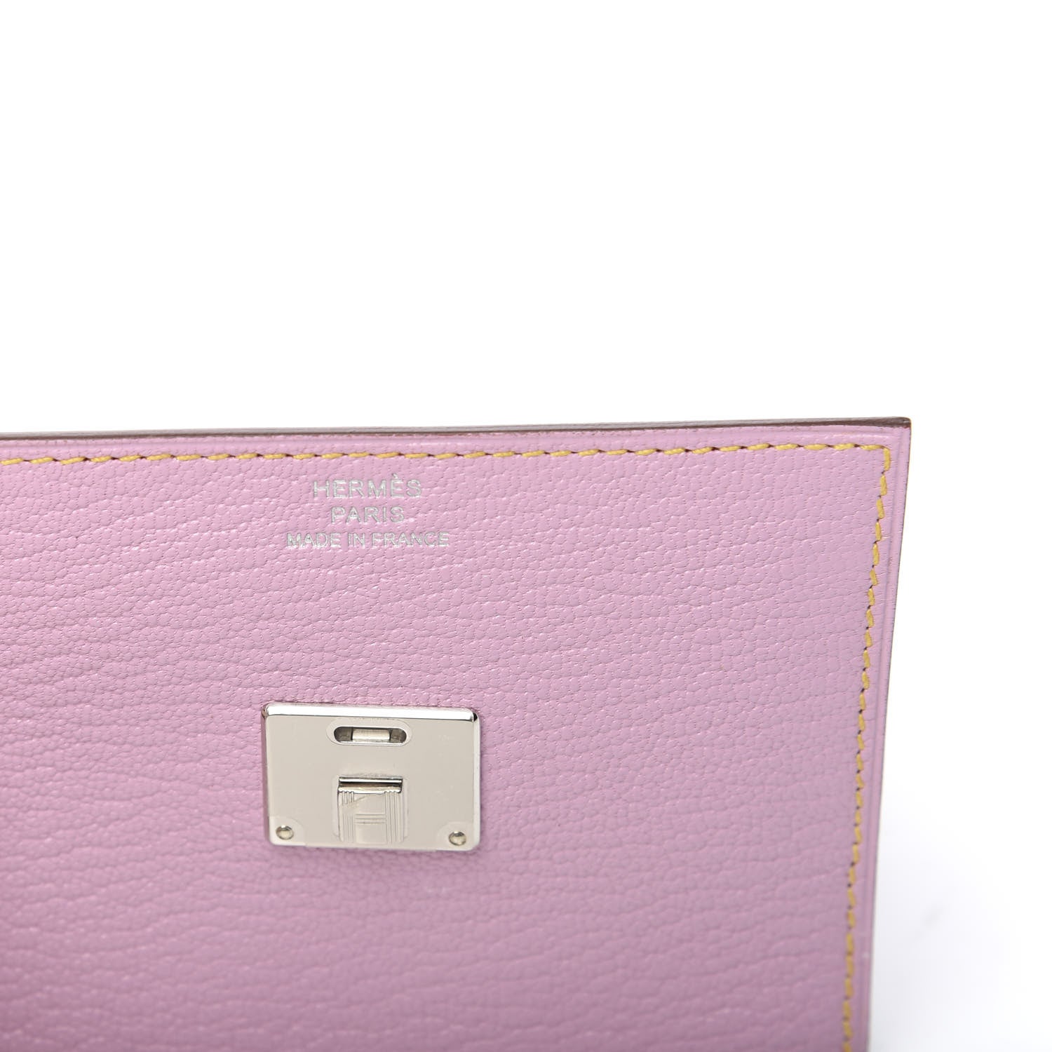 Hermes Chevre Mysore Mini Clic Card Holder Mauve Sylvestre Jaune de Naples 6 of 8